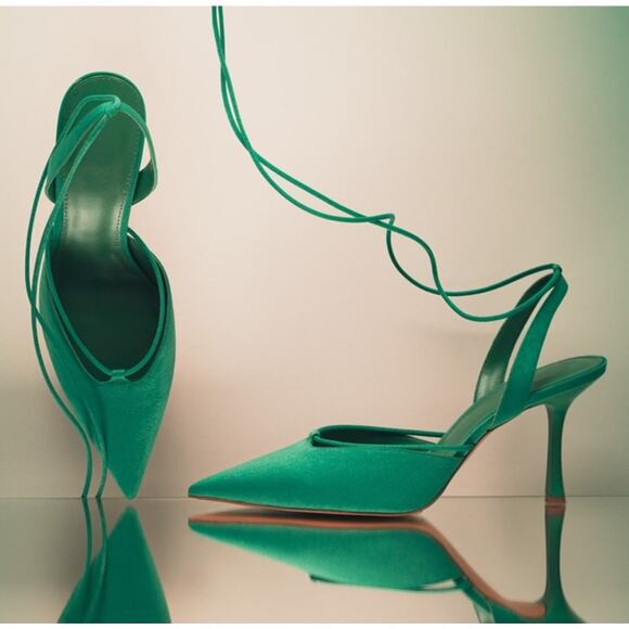 MANGO Lace Up Heels NWT - Picture 9 of 11